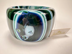 Jackie Brazil "Tiger" Liquorice Allsorts with Cat Eye Blue Mix 5cm Resin Bangle ( B0932 )