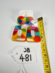 Jackie Brazil "Ruth" Kandinsky Trapez On Pin Resin Earrings ( E0010 )