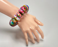 Jackie Brazil "Ana" Kandinsky Elasticated Wheels Resin Bracelet ( B0910 )