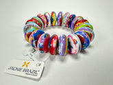 Jackie Brazil "Ana" Kandinsky Elasticated Wheels Resin Bracelet ( B0910 )