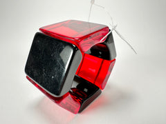 Jackie Brazil "Sabrina" Transparent Red & Black Gloss Elasticated Bracelet ( B0225 )