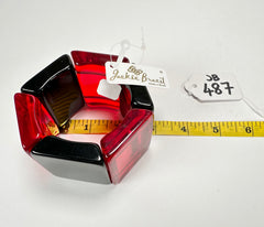 Jackie Brazil "Sabrina" Transparent Red & Black Gloss Elasticated Bracelet ( B0225 )