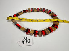 Jackie Brazil "Romeo" Tortoise & Prada Linked Rectangle Beads Necklace ( N0034 )