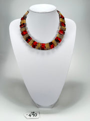 Jackie Brazil "Romeo" Tortoise & Prada Linked Rectangle Beads Necklace ( N0034 )