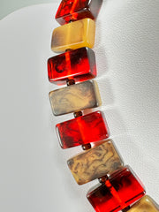 Jackie Brazil "Romeo" Tortoise & Prada Linked Rectangle Beads Necklace ( N0034 )