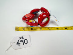 Jackie Brazil "Saturn" Red Gloss Kandinsky Disc & Cylinder Elastic Bracelet ( B0060 )