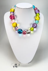 Jackie Brazil "Large Spheres" Transparent Paris Mix Short Abstract Necklace 50cm ( N2692 )