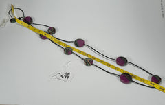 Jackie Brazil "Aida" Purple Swirls Discs With Beads Long Resin Necklace ( N3150 )