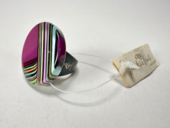 Jackie Brazil "Coast" Swirls Purple Circle Resin Ring ( R3198 ) Size UK P / USA 7.5