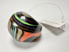 Jackie Brazil "Berlin" Swirls Purple Large Round Resin Ring ( R3195 ) Size UK P / USA 7.5