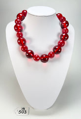 Jackie Brazil "Large Spheres" Red Mix Short Abstract Necklace 50cm ( N2692 )