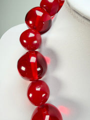 Jackie Brazil "Large Spheres" Red Mix Short Abstract Necklace 50cm ( N2692 )