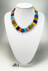 Jackie Brazil "Romeo" Transparent Summer Mix Linked Rectangle Beads Necklace ( N0034 )