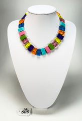 Jackie Brazil "Romeo" Transparent Summer Mix Linked Rectangle Beads Necklace ( N0034 )