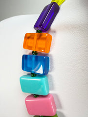 Jackie Brazil "Romeo" Transparent Summer Mix Linked Rectangle Beads Necklace ( N0034 )