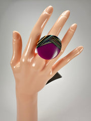 Jackie Brazil "Darning" Purple Swirls Concave Large Ring ( R3196 ) Size UK - P / US- 7.5