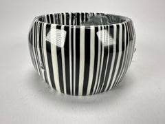 Jackie Brazil "Cat Eye" Liquorice Allsorts Black & White Striped 5cm Resin Bangle ( B2195 )