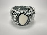 Jackie Brazil "Cat Eye" Liquorice Allsorts Black & White Striped 5cm Resin Bangle ( B2195 )