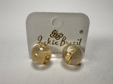Jackie Brazil "Betty" Gold Flakes Small Ball Stud Resin Earrings ( E0095 )