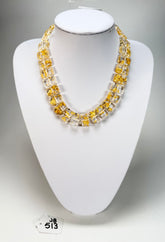 Jackie Brazil "Romeo" Gold Flakes Linked Rectangle Beads Necklace ( N0034 )