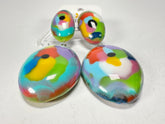 Jackie Brazil "Kandinsky" Medium Riverstone Double Pendant Resin Earrings ( E3900 )