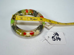 Jackie Brazil "Shinny Spotted" Green Mix Spots Solid Round Resin 1.7cm Bangle ( B1726 )