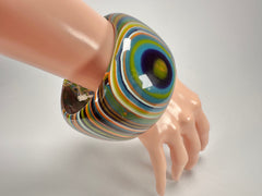 Jackie Brazil "Tiger" Liquorice Allsorts with Cat Eye Winter Colour 5cm Resin Bangle ( B0932 )