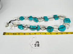 Jackie Brazil "Indiana" Turquoise & Transparent Multi-Bead Medium Resin 70cm Necklace ( N0033 )