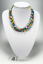 Jackie Brazil "Romeo" Kandinsky Linked Rectangle Beads Necklace ( N0034 )