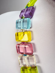 Jackie Brazil "Romeo" Transparent Paris Mix Linked Rectangle Beads Necklace ( N0034 )