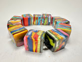 Jackie Brazil "Kandinsky" Liquorice Small Cubes Bracelet ( B0224 )