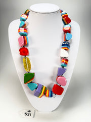 Jackie Brazil "Natural" Pop Art Large Stones 55cm Resin Necklace ( N0378 )