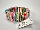 Jackie Brazil "Gala" Liquorice Half Rectangles On Elastic Mix Colours Bracelet ( B0778 )