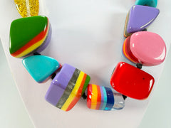 Jackie Brazil "Natural" Pop Art Large Stones 55cm Resin Necklace ( N0378 )