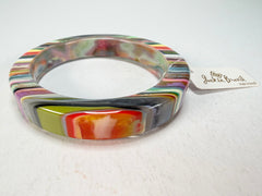 Jackie Brazil "Cat Eye" Liquorice Allsorts with Cat Eye Mix Colours 1.3cm Resin Bangle ( B1034 )