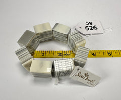 Jackie Brazil "Gala" Liquorice Half Rectangles On Elastic Cream Mix Bracelet ( B0778 )