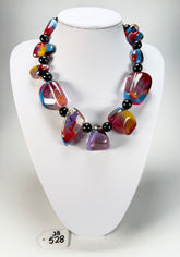 Jackie Brazil "Vesubio" Purple Marble Large Beads & Stones Necklace ( N1616 )
