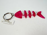 Jackie Brazil "Skeleton Fish" Dark Pink Resin Keyring ( K0178 )