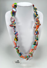 Jackie Brazil "Diamonds" Kandinsky Flintstone Bone 80cm Necklace ( N0080 )