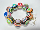 Jackie Brazil "Cat Eyes" Liquorice Allsorts Balls Mix Colours Resin Bracelet ( B0885 )