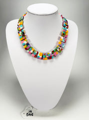 Jackie Brazil "Romeo" Kandinsky Linked Rectangle Beads Necklace ( N0034 )