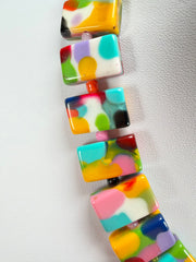 Jackie Brazil "Romeo" Kandinsky Linked Rectangle Beads Necklace ( N0034 )