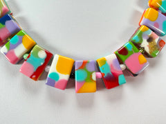 Jackie Brazil "Romeo" Kandinsky Linked Rectangle Beads Necklace ( N0034 )