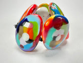Jackie Brazil "Riverstones" Kandinsky Large Flat Stones On Elastic Bracelet ( B3716 )