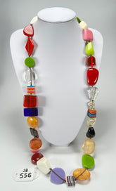 Jackie Brazil "Indiana" Mix Colours Multi-Bead Long Resin 110cm Necklace ( N0038 )