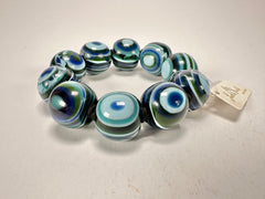 Jackie Brazil "Cat Eyes" Liquorice Allsorts Balls Blue Mix Resin Bracelet ( B0885 )