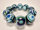 Jackie Brazil "Cat Eyes" Liquorice Allsorts Balls Blue Mix Resin Bracelet ( B0885 )