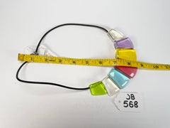 Jackie Brazil "Bella" Transparent Summer Mix 7 Piece on Leather Cord Choker Necklace ( N0035 )