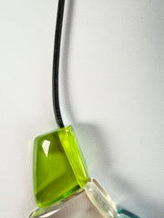 Jackie Brazil "Bella" Transparent Summer Mix 7 Piece on Leather Cord Choker Necklace ( N0035 )