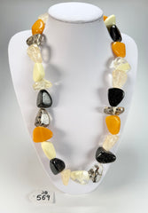 Jackie Brazil "Diamonds" Seasons Mix Flintstone Bone 80cm Necklace ( N0080 )